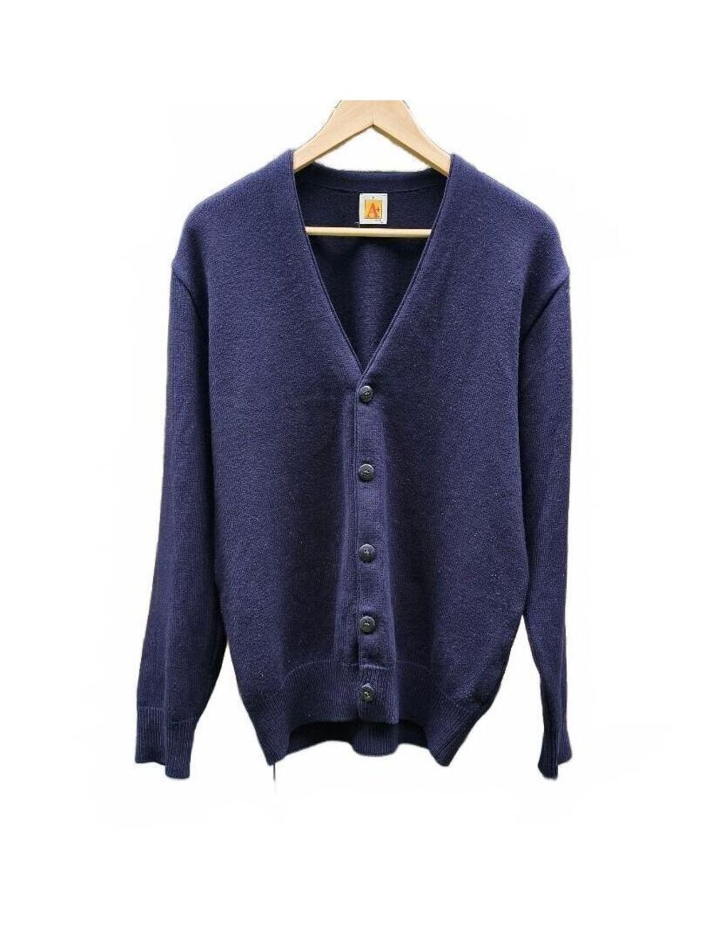 Classic V-Neck Button Up Cardigan Sweater Navy Blue Knit Long Sleeve Med